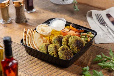 Spicy Falafel kabob from Ikaria Kitchen catering